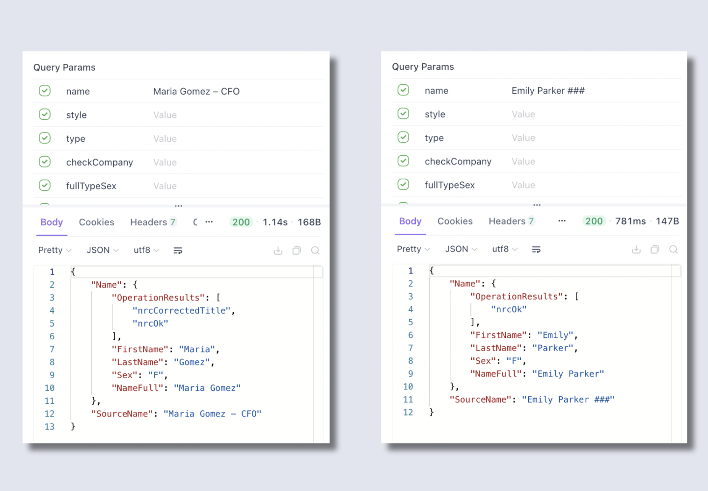 Fix name formatting API developed by Intsurfing